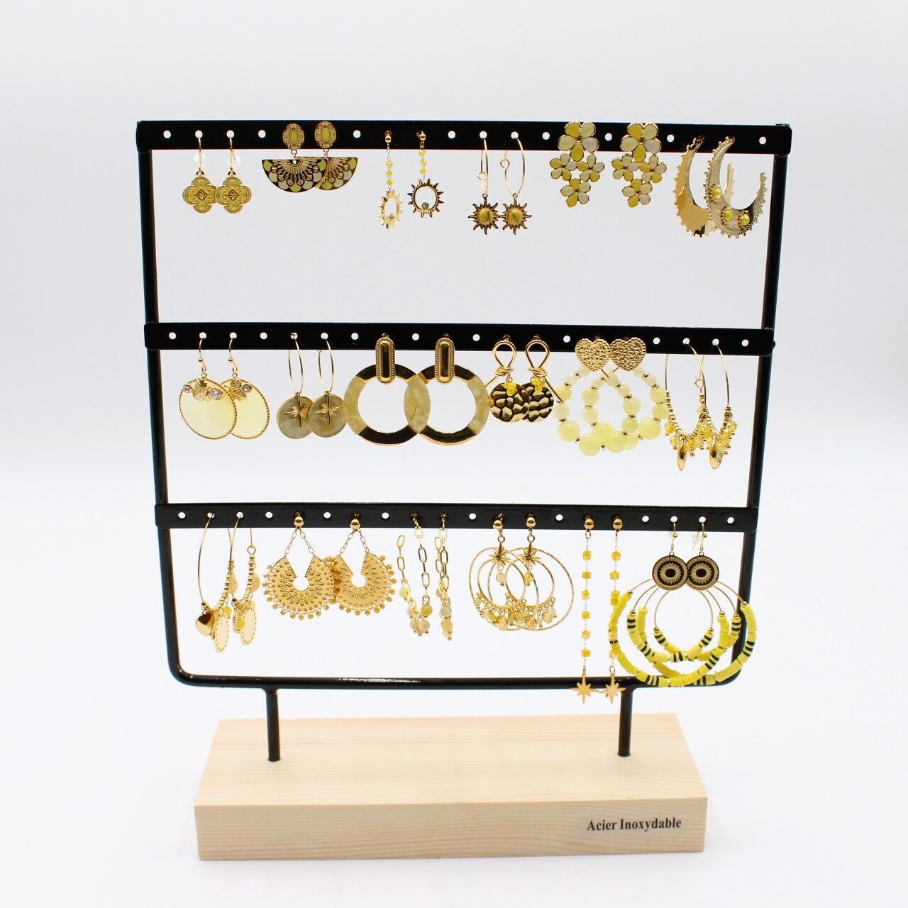 Confezione da 18 orecchini in acciaio - GIALLO