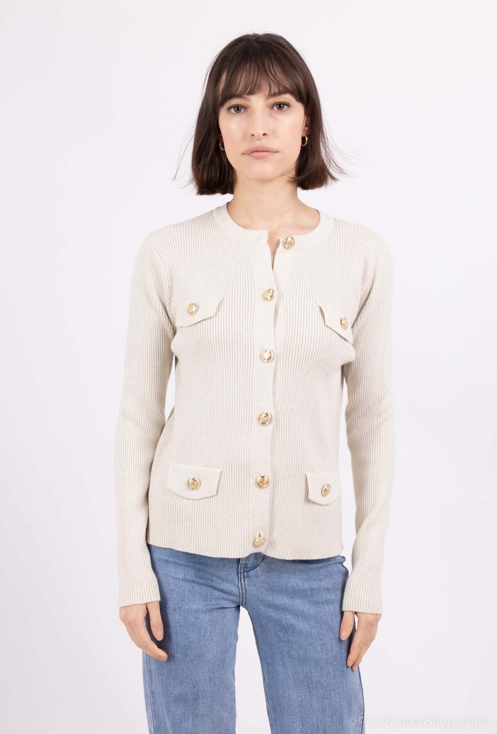 STRICKJACKE MIT GESTREIFTEM MUSTER