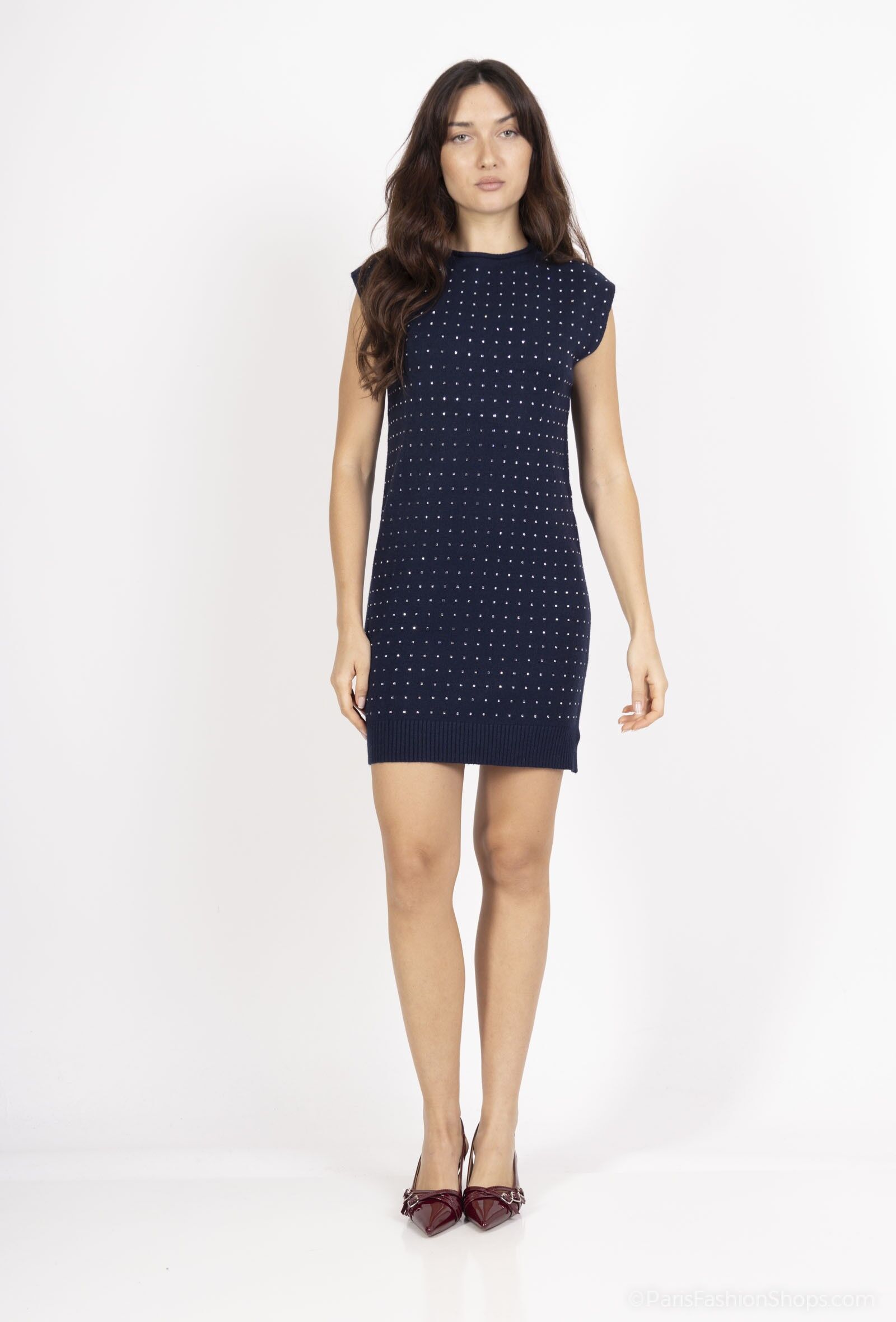 ÄRMELLOSES PULLOVERKLEID MIT STRASS