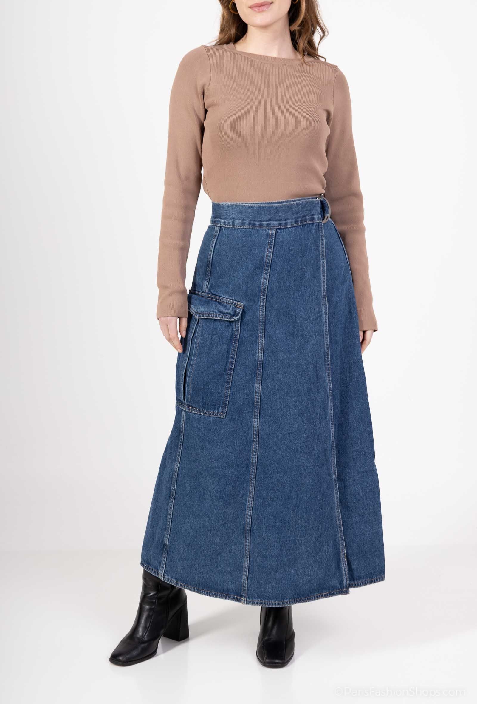 GONNE IN JEANS DI COTONE A ZAMPA