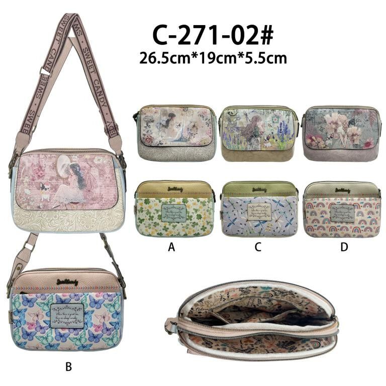 Borsa a tracolla sintetica da donna con tasche esterne, 2 scomparti e design da polso