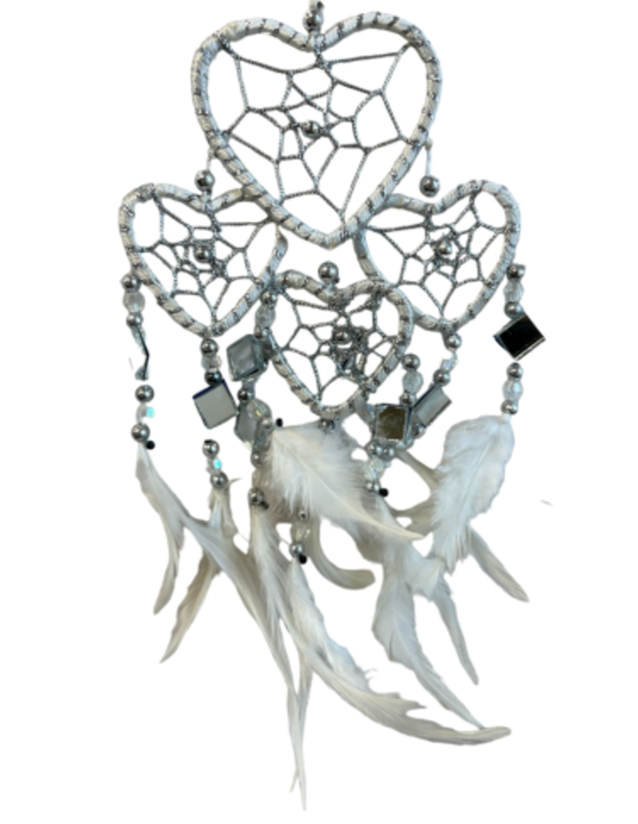 Acchiappasogni cuore con specchi - bianco - 6 cm - Acchiappasogni