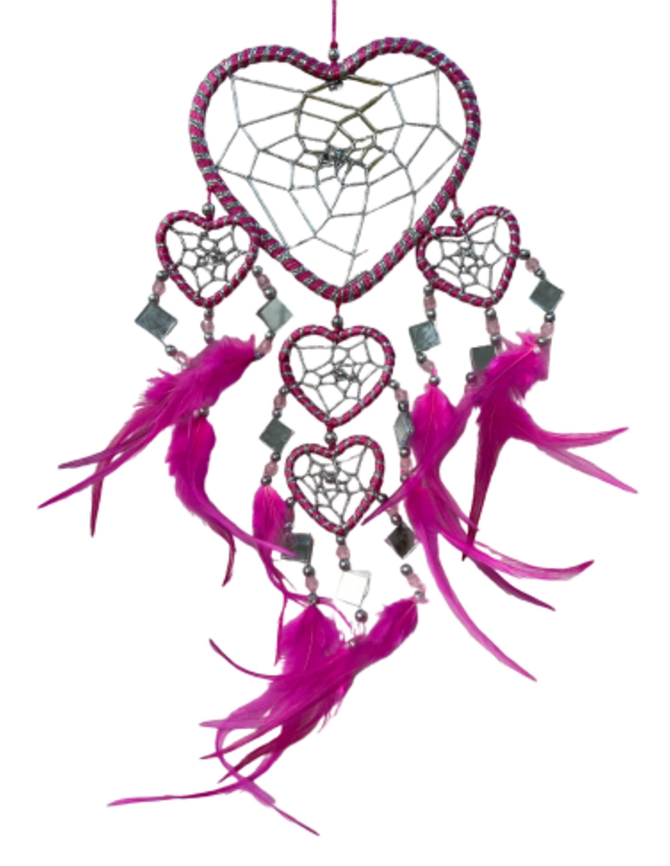 Acchiappasogni cuore con specchi - rosa - 11 cm - Acchiappasogni