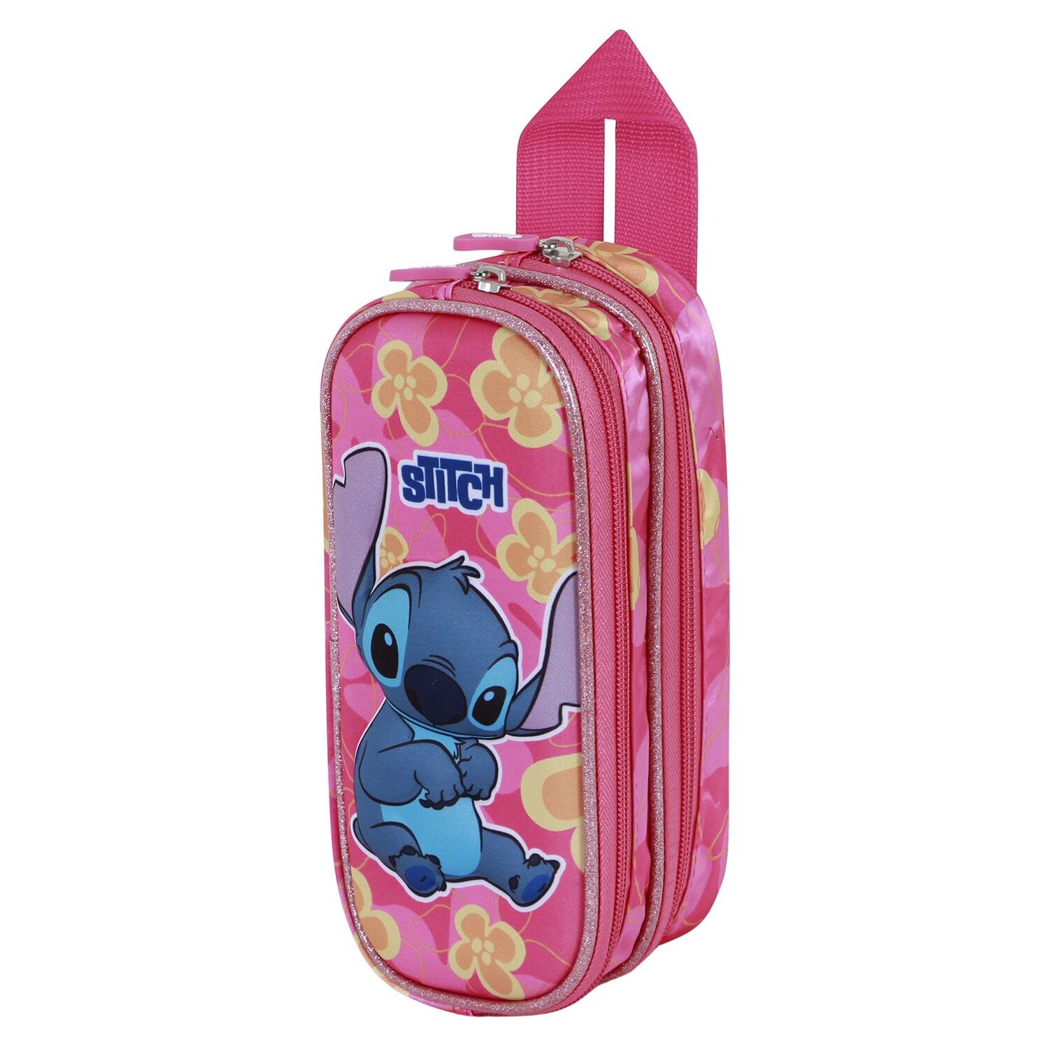 Trousse à crayons double 3D Disney Lilo et Stitch, rose