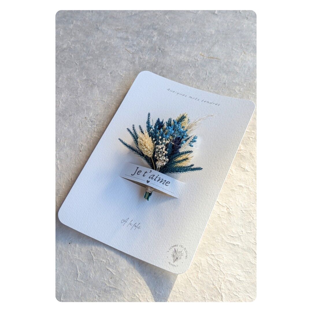 Biglietto con bouquet di fiori secchi "Ti amo, follemente"