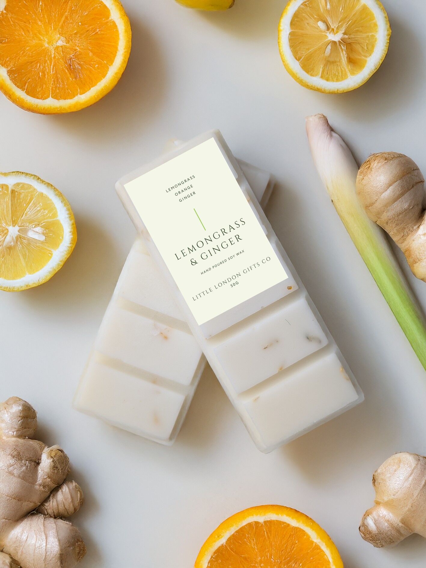 Barras de cera derretida botánicas, limoncillo y jengibre (barras de cera derretida de 50 g)