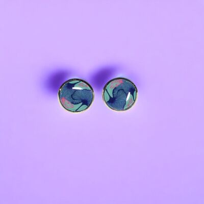 Orecchini a bottone 10mm "Gingko" color argento