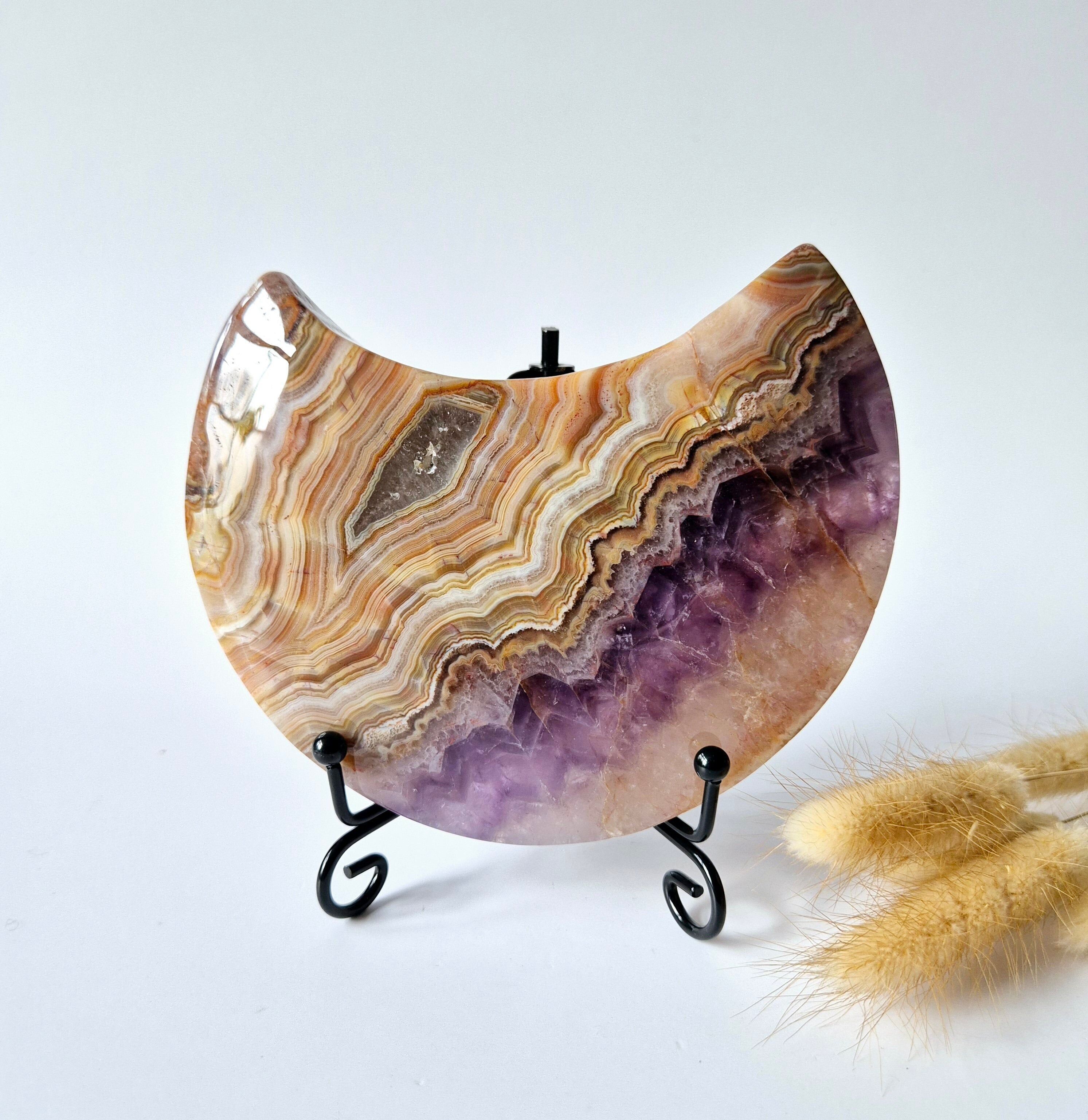 XL Amethyst Achat Edelstein Mond (473g) – Inklusive Ständer - #3