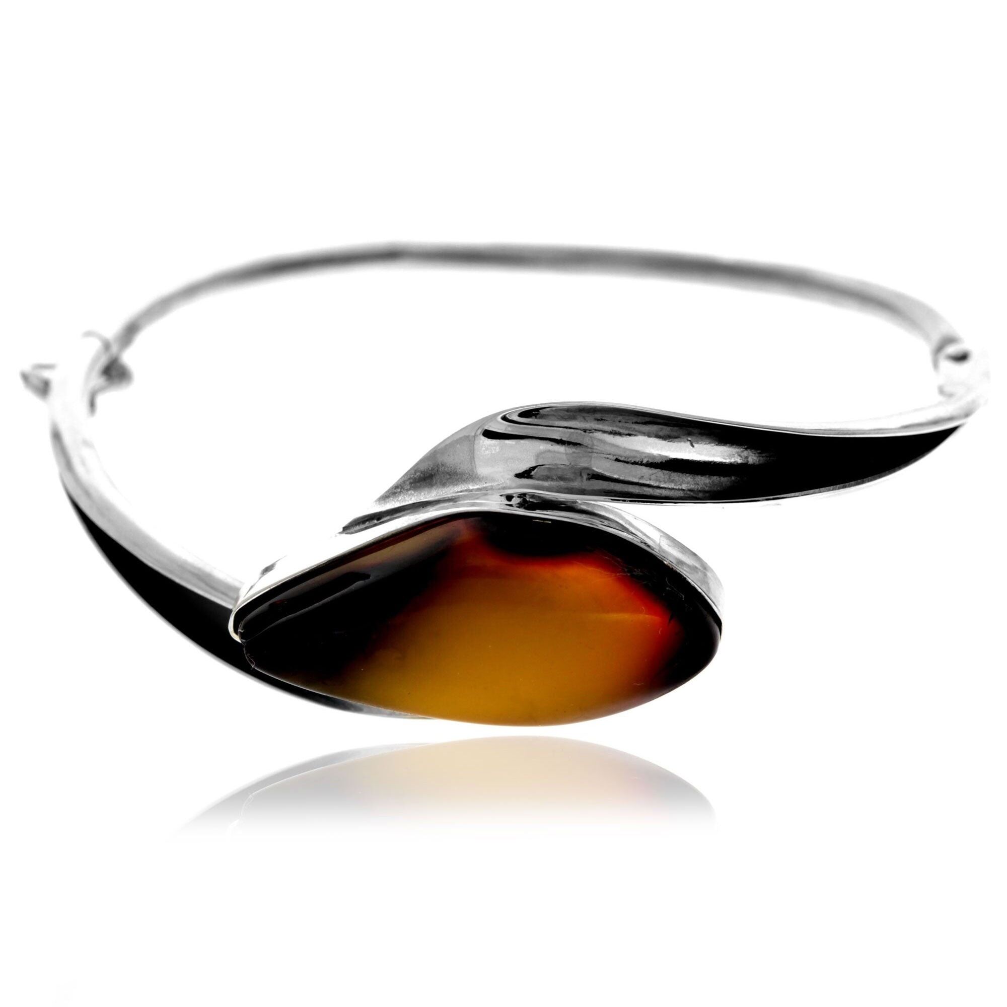 Bracelet exclusif en argent sterling 925 et ambre de la Baltique citron véritable - BL0193