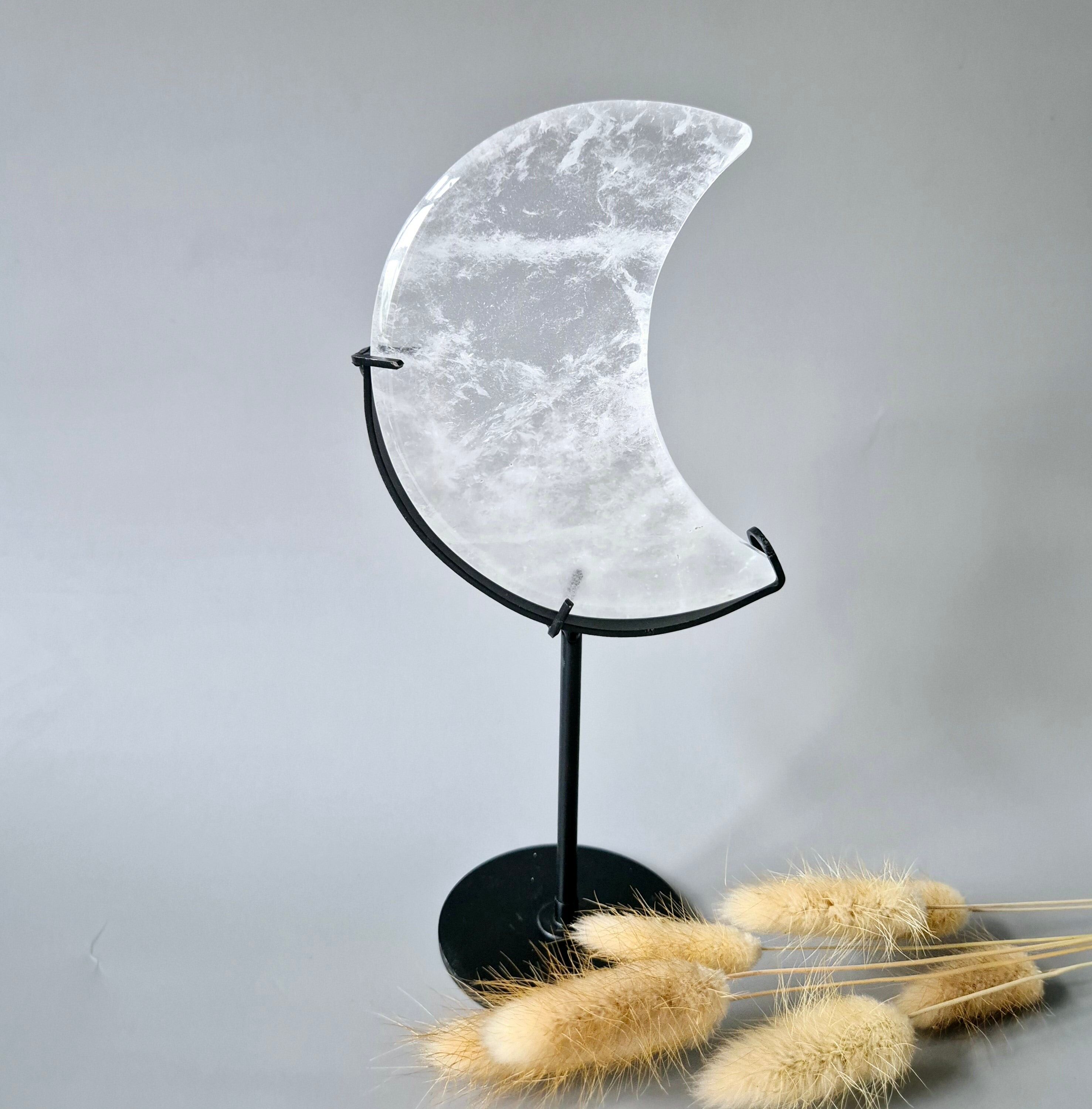 Pietra preziosa Cristallo di rocca Luna su quarzo trasparente standard - 10-12 cm