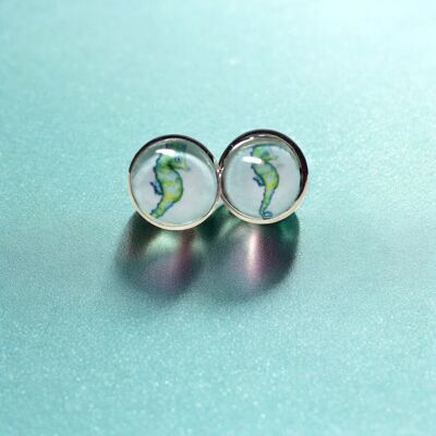 Earrings studs 10mm "Seahorse" silver-colored