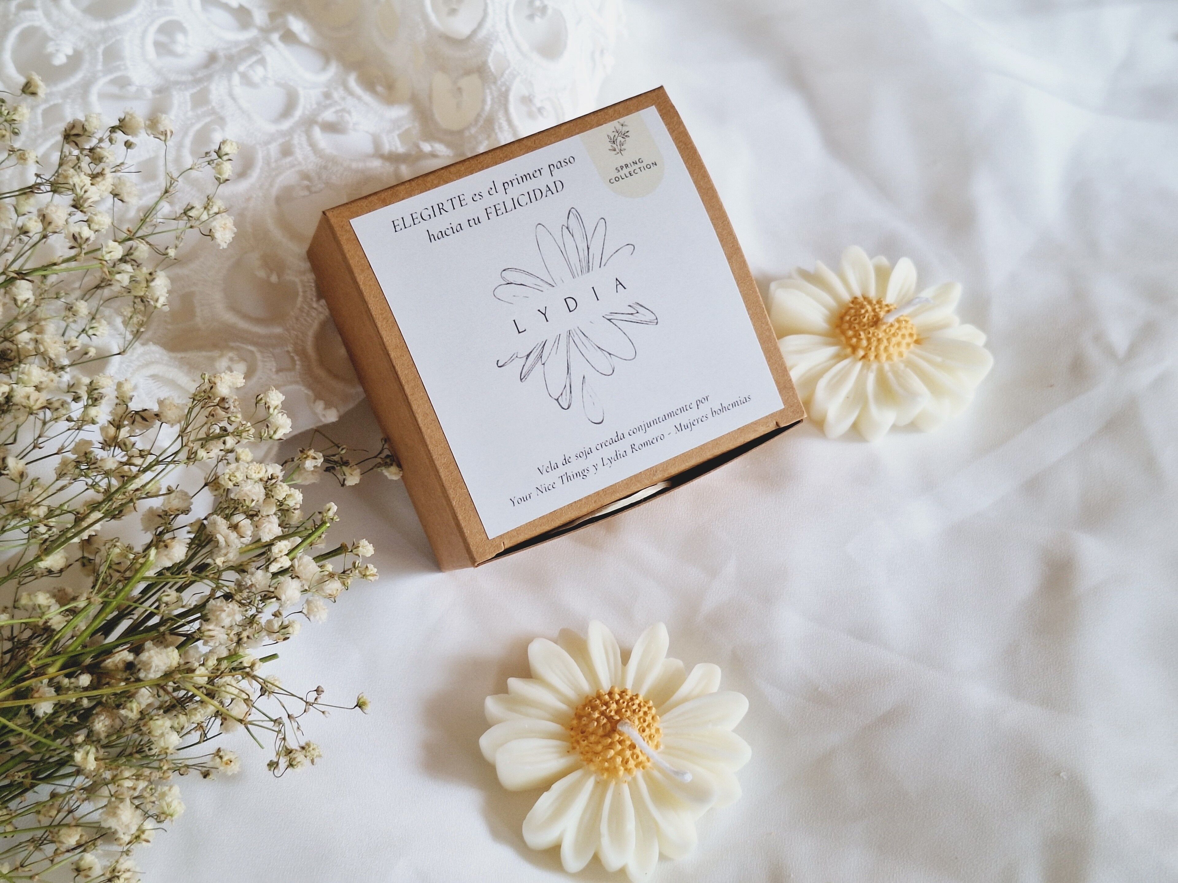 Ylang-Ylang-Gänseblümchen- und Jasmin-Sojawachskerze