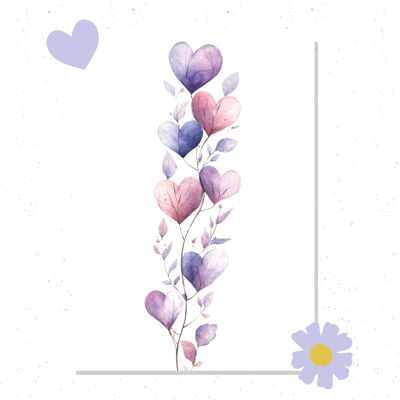 Biglietto di San Valentino con cuori viola