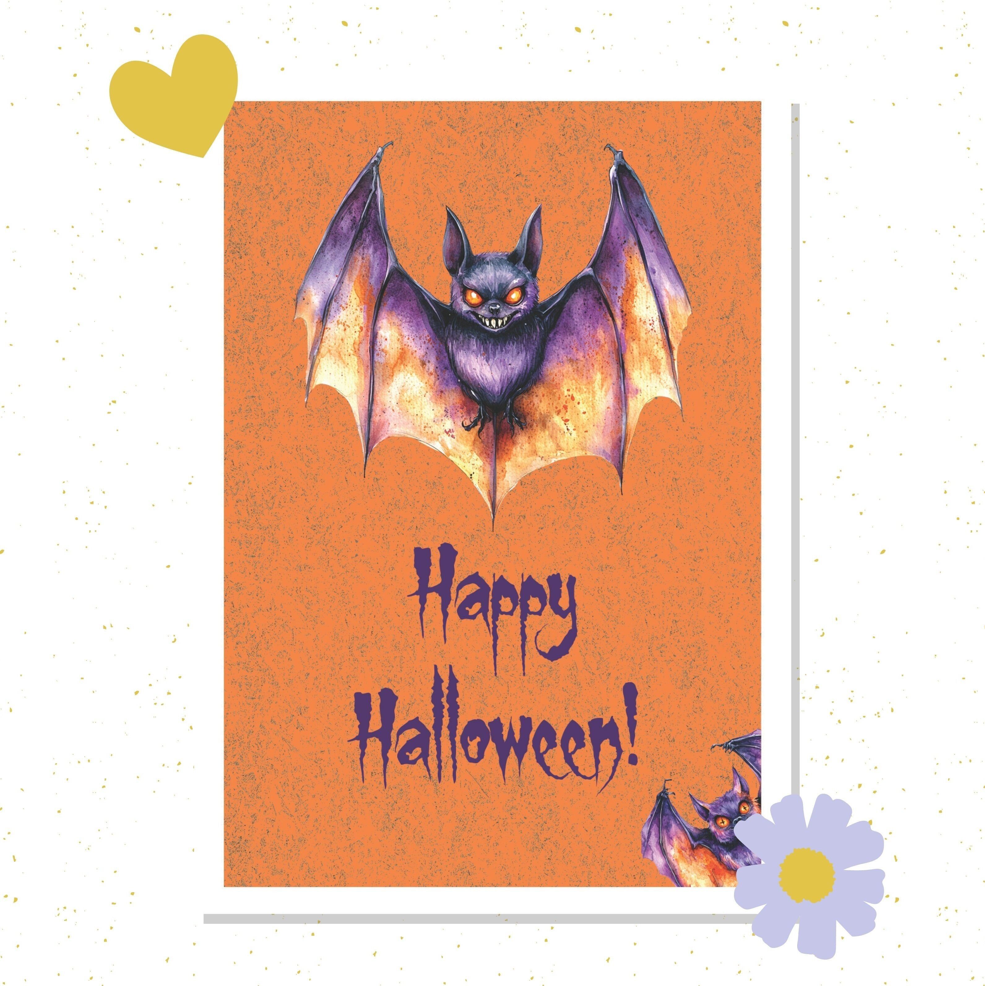 Happy Halloween Niedliche Fledermaus Postkarte