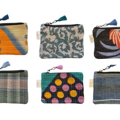 Juego de 6 bolsitas pequeñas Kantha n.º 402