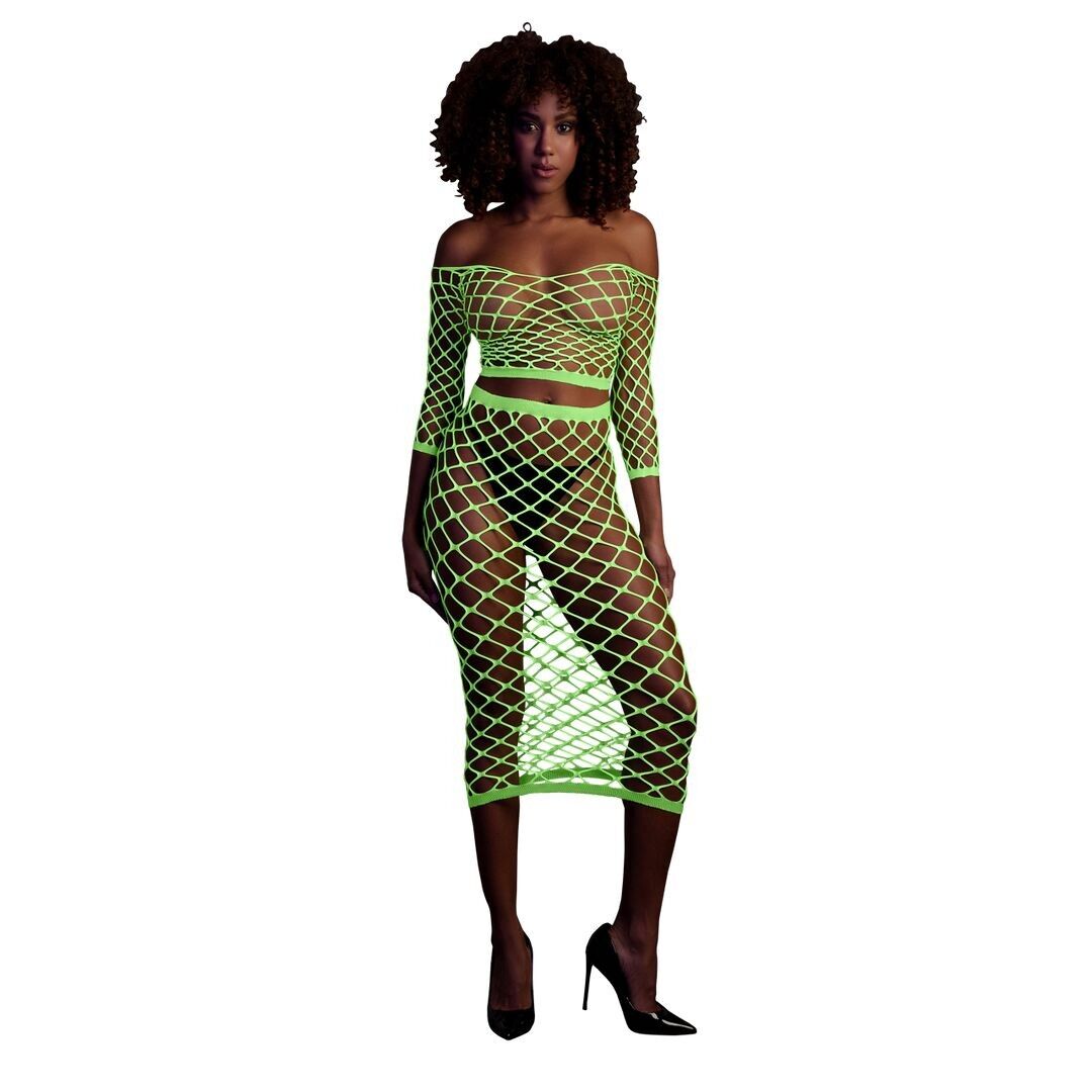 Ouch! by Shots - Long-sleeved crop top and long skirt - One size - Green...