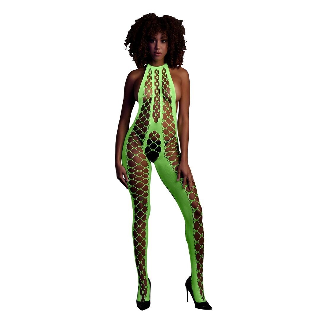 Autsch! von Shots – Neckholder-Bodystocking – Einheitsgröße – Neongrün – Neon...