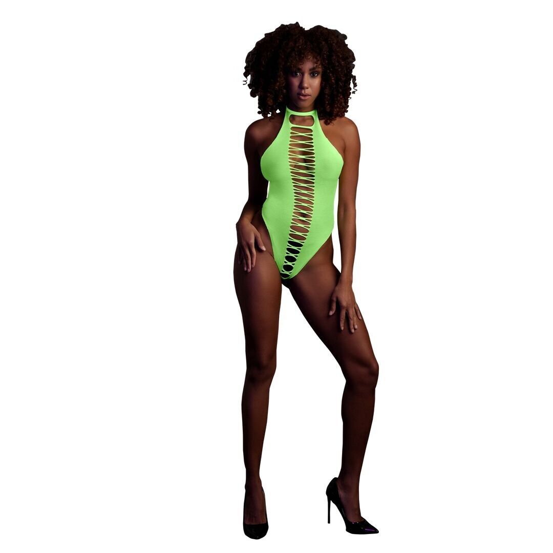 Autsch! von Shots – High-Cut-Bodysuit – Einheitsgröße – Neongrün – Neon Chartreuse …
