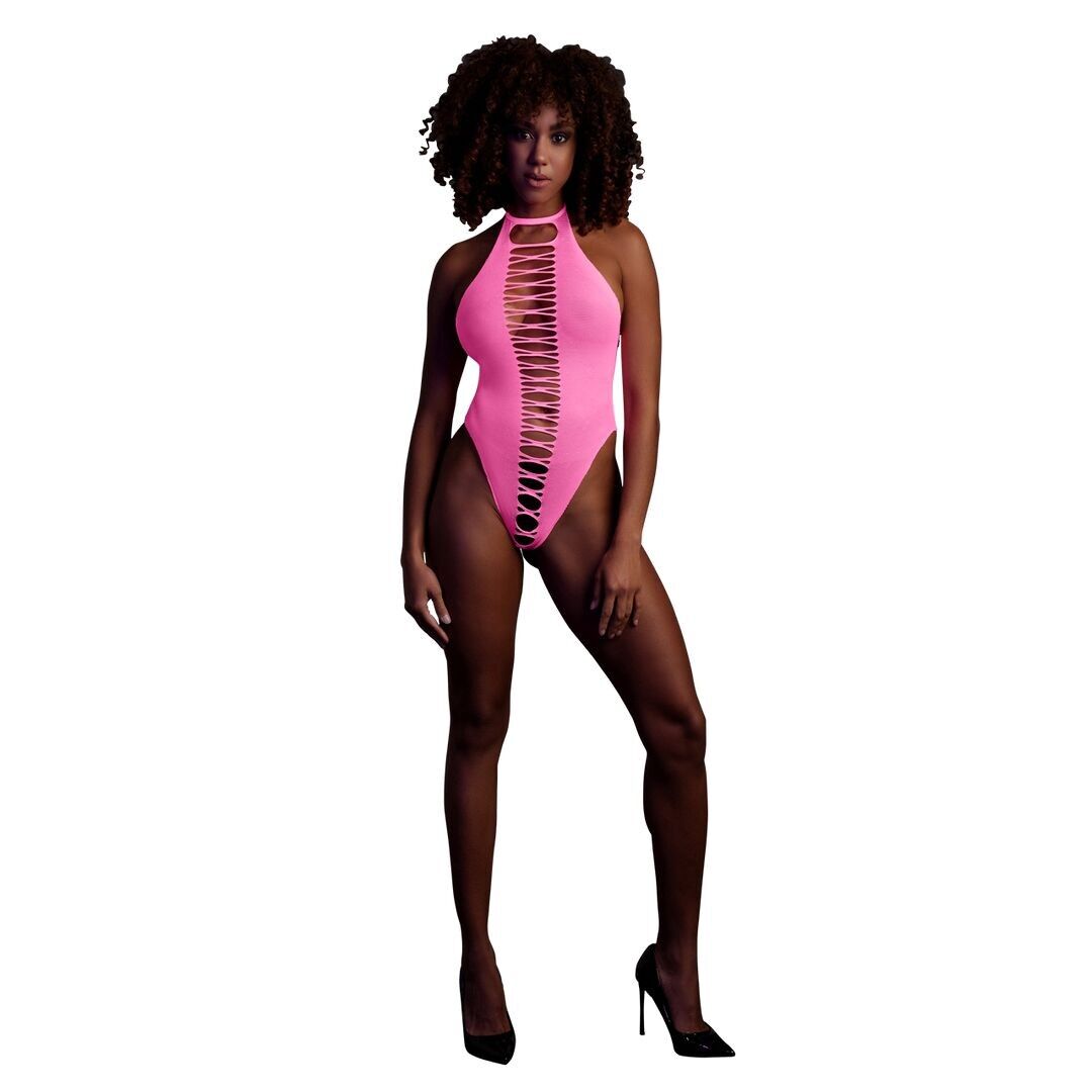 Autsch! von Shots – High Cut Bodysuit – Einheitsgröße – Neonpink – Neonpink – T...