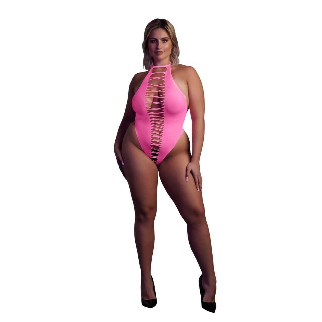 Autsch! von Shots – High Cut Bodysuit – Übergröße – Neonpink – Neonpink …