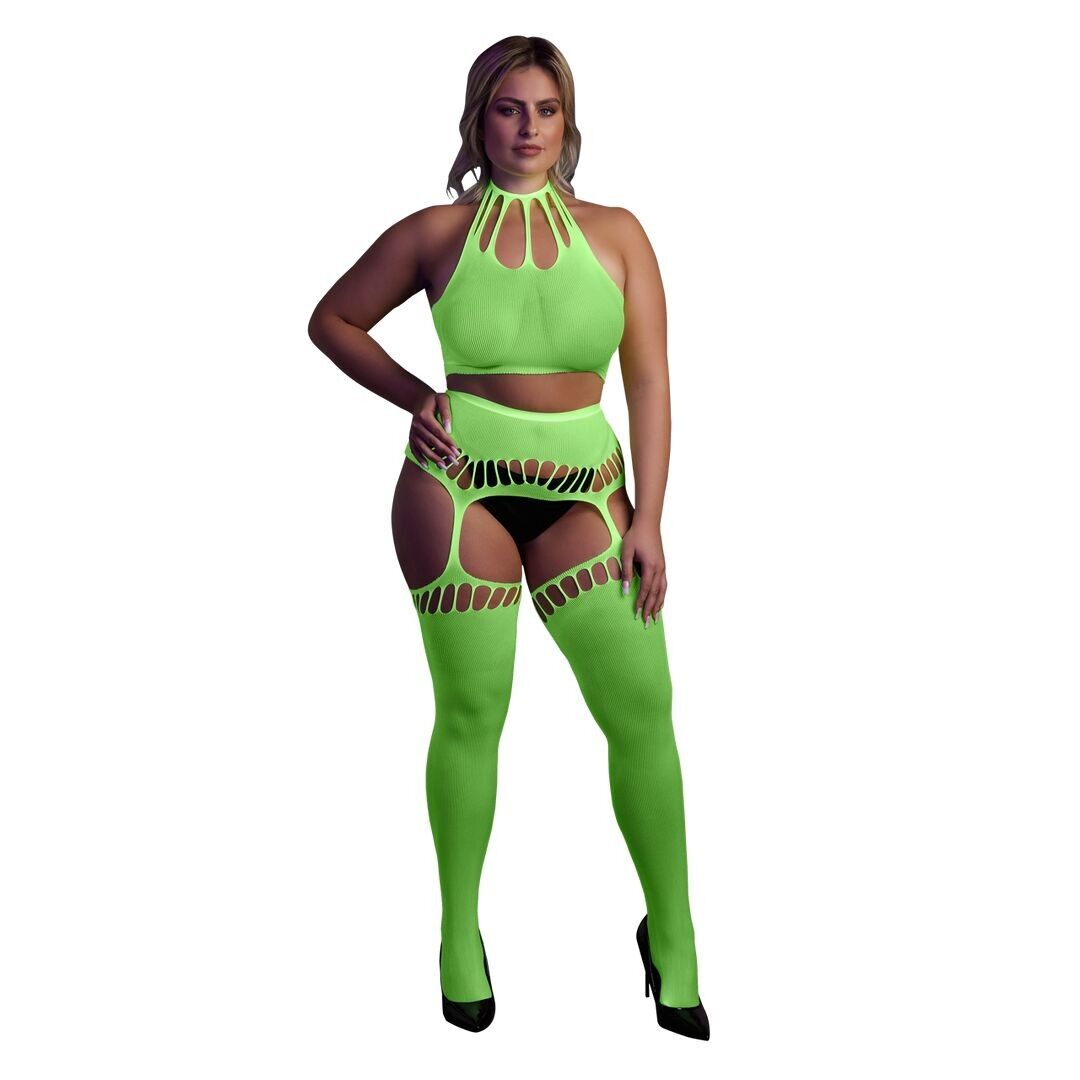 Ouch! by Shots - Two-Piece Set with Crop Top and Tights - Plus Size...