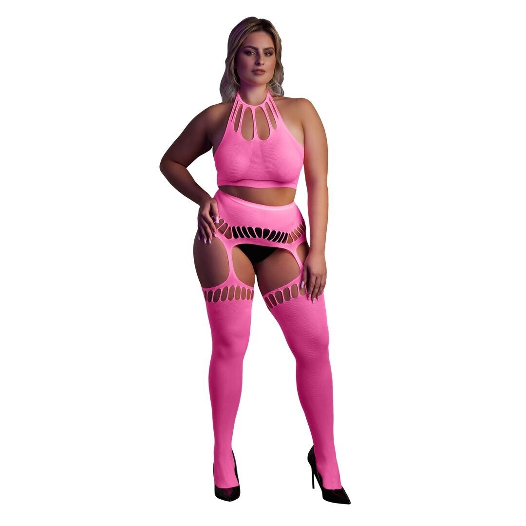 Ouch! by Shots - Two-Piece Set with Crop Top and Tights - Plus Size...