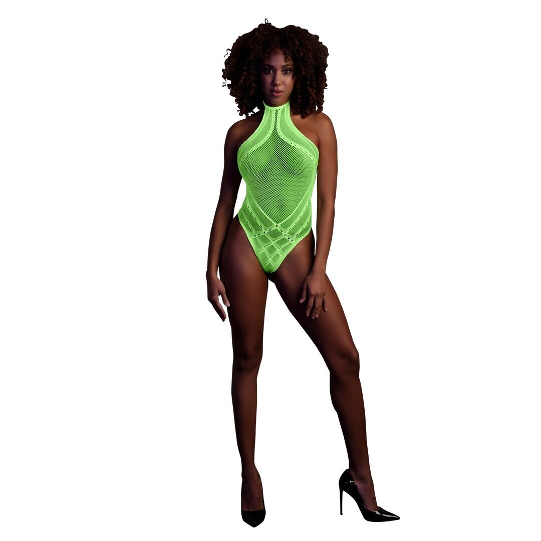 Autsch! von Shots – Neckholder-Bodysuit – Einheitsgröße – Neongrün – Neon C...
