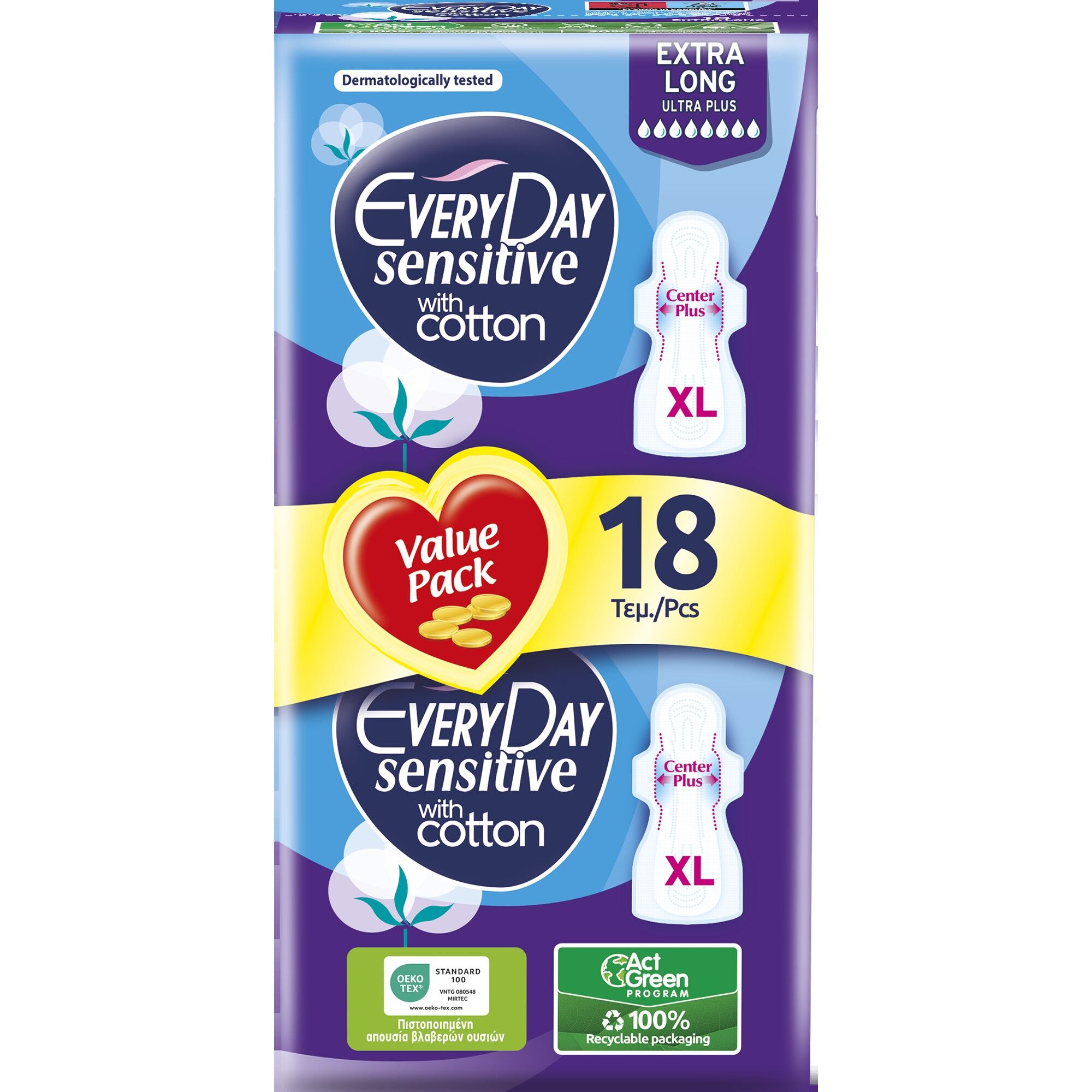 EveryDay Sensitive Assorbenti Extra Long, assorbente con ali per la notte o per flussi extra abbondanti, Confezione Risparmio.