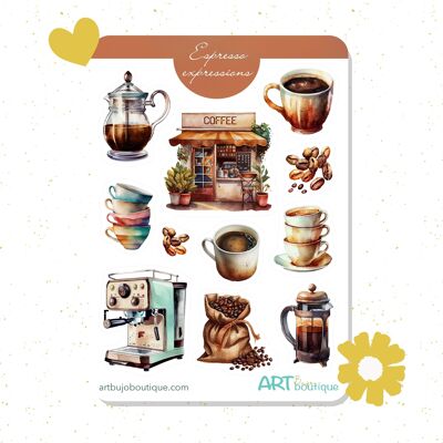 Foglio di adesivi per caffè Espresso Expression
