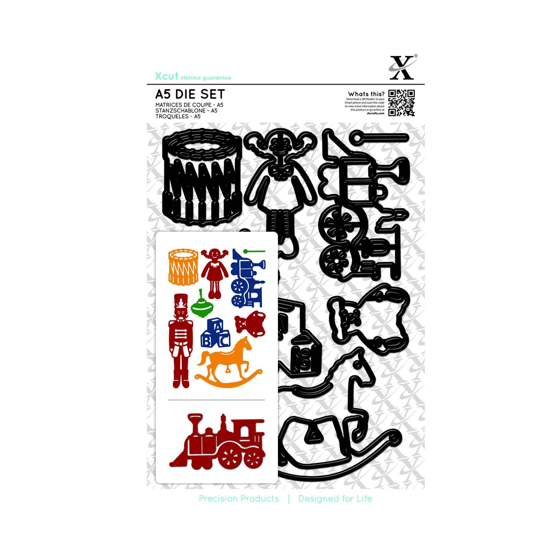 Xcut Stanzset, Spielzeugkiste, Silber, A5, Ideal zur Verwendung auf Geburtstagskarten und Geburtstagsdekorationen, Perfektes Kartenherstellungszubehör für Ihre Bastelsets und Stanzmaschinen