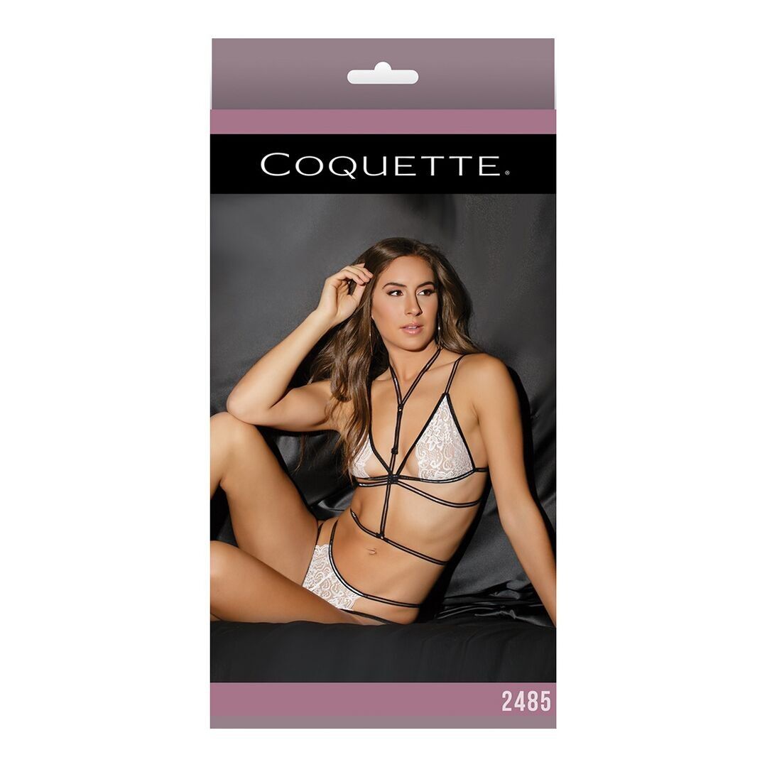 Spitzen-Bralette, Höschen und schrittoffenes Harness - Einheitsgröße