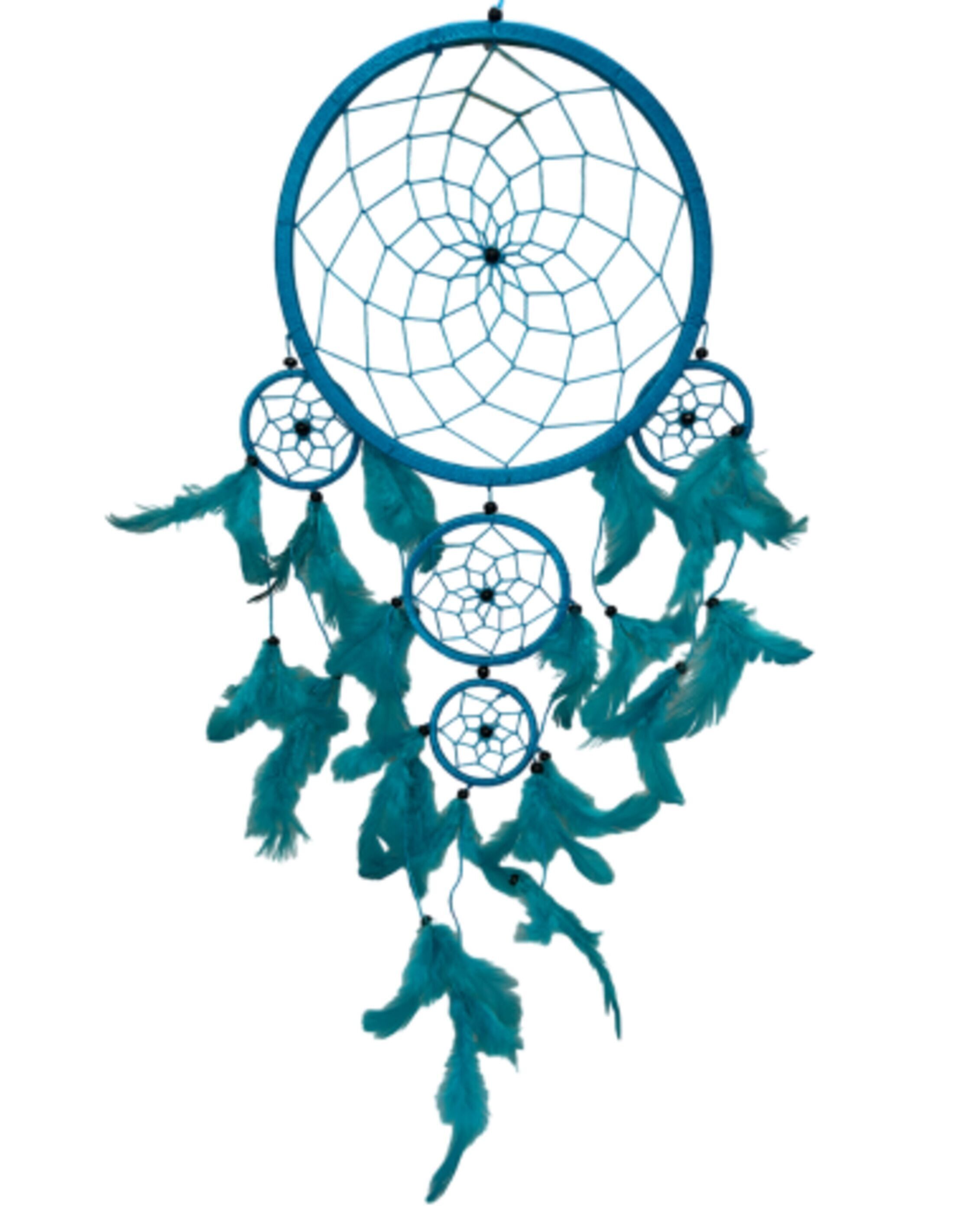 Acchiappasogni - 22 cm - turchese - solo piume - Acchiappasogni