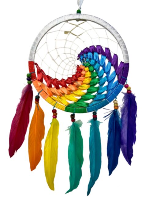 Dromenvanger wave regenboog / wit 22 cm