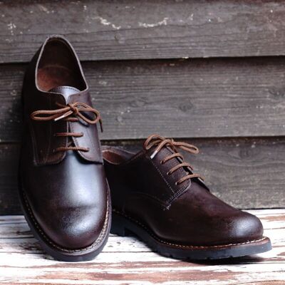 Chaussures Derby à lacets en cuir Annapurna - Marron foncé