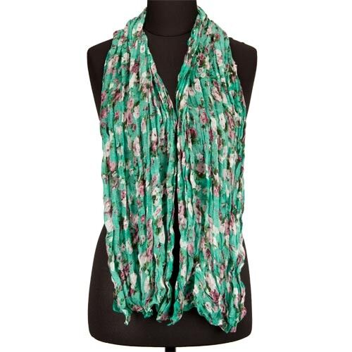 Scarf crinkle look, 160x50cm, green