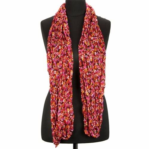Scarf crinkle look, 160x50cm, red-colored
