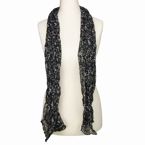 Halstuch Knitteroptik, 160x50cm, Schwarz-Weiß