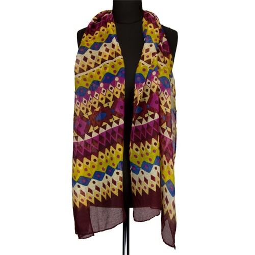 Sciarpa, 180x50cm, viola-giallo-blu