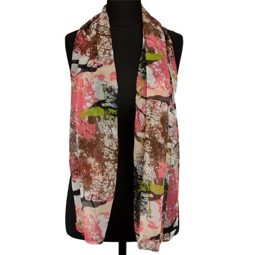 Scarf, 150x50cm, pink-brown-green