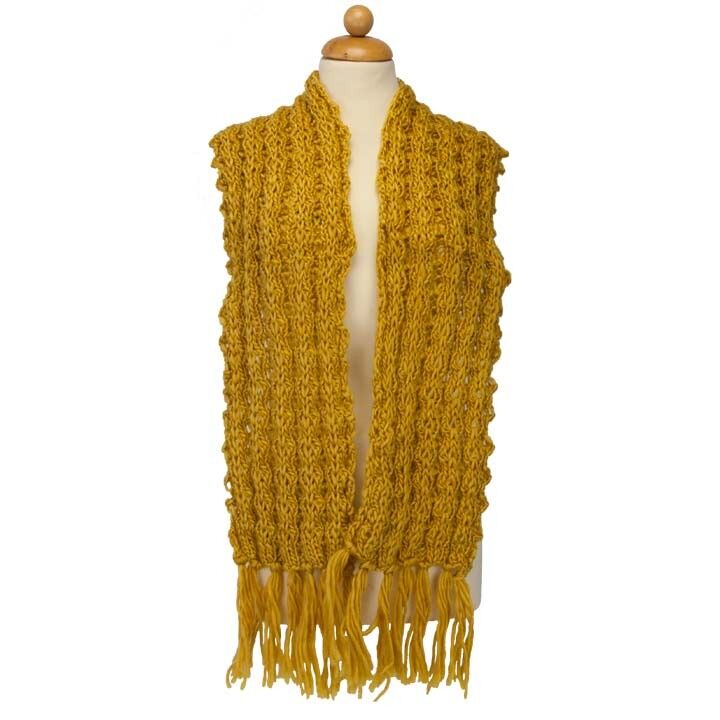 Sciarpa Donna con Motivo, 158x20cm, Oro