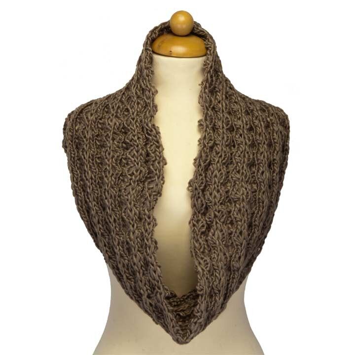 Sciarpa rotonda con motivo, 54x18mm, marrone