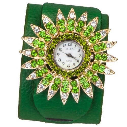 Orologio da donna DI LEO Stella, verde, senza controllo della batteria!