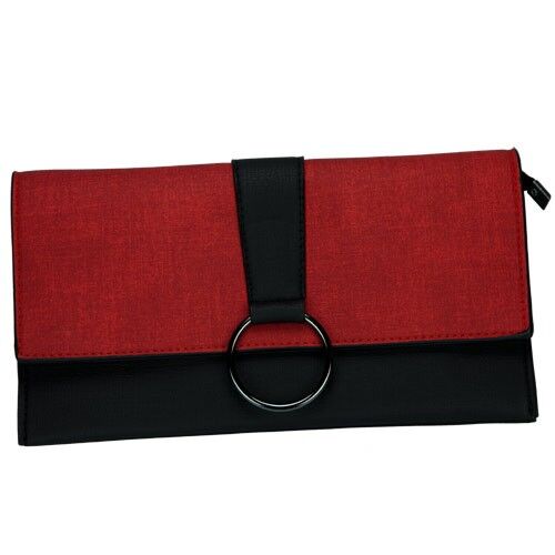 Kleine Handtasche/Clutch, Schwarz-Rot