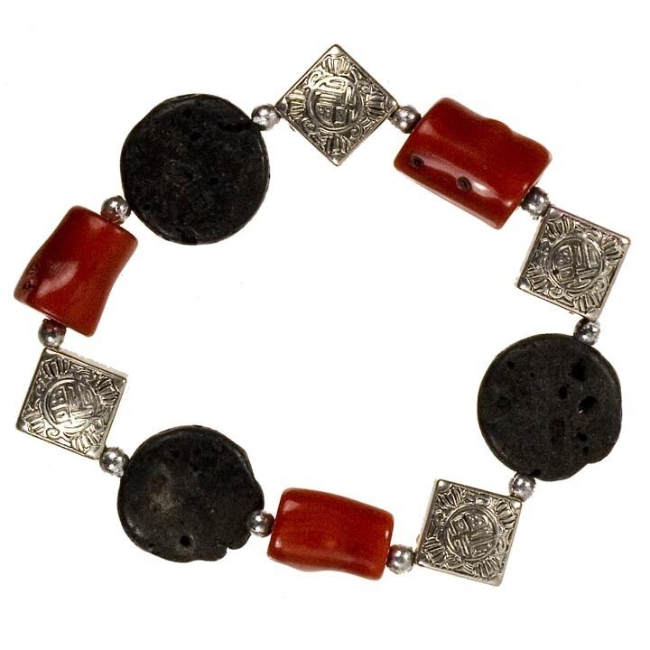 natural stone bracelet lava/coral
