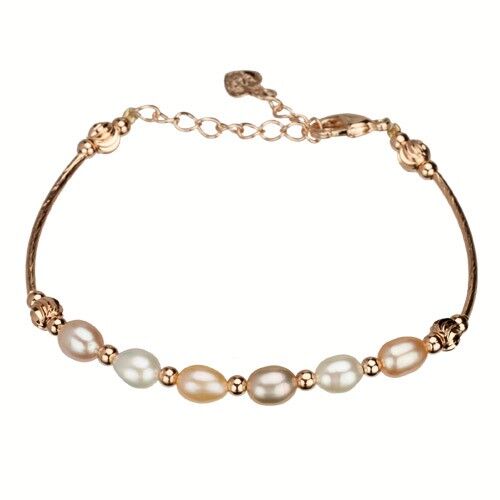 Bracciale in perle coltivate nobili, oro rosa