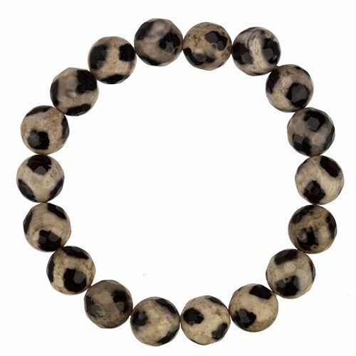Armband Achat, Schwarz-Camel, 10mm