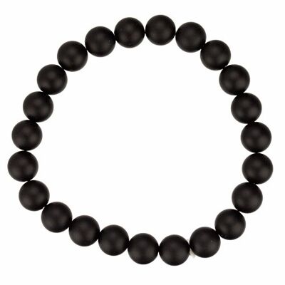 Bracelet synth. Onyx, noir mat, 8 mm