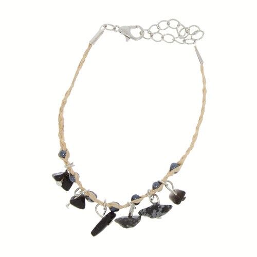 Armband Stroh, Schneeflockenobsidian