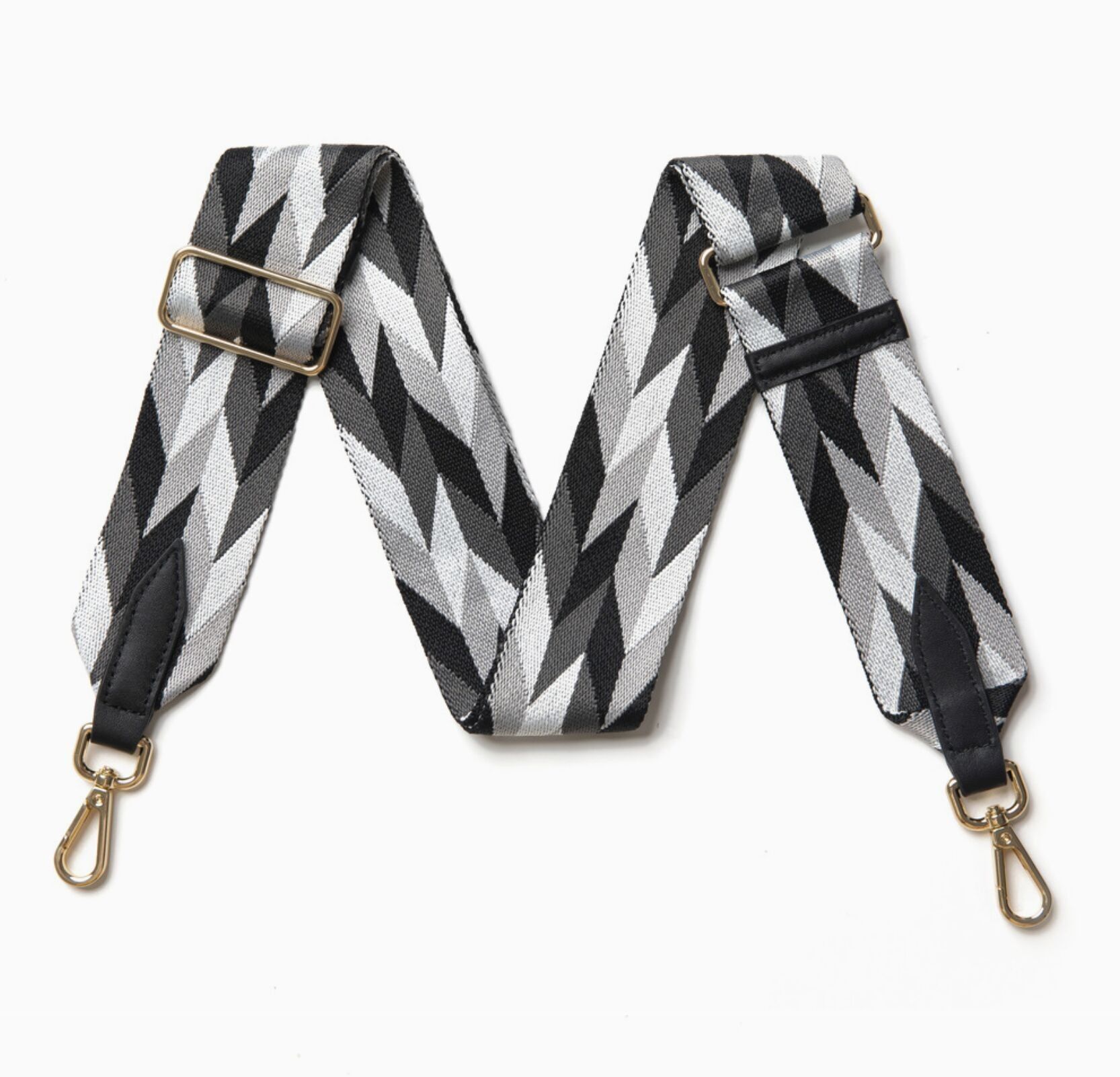 Tracolla per borsa con trama in tela e estremità in pelle-GeoLoom