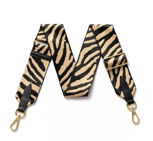 Bag Strap with Canvas Texture and Leather Ends-Zebra Chic